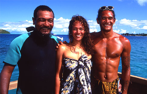 Staff of the Shark Feeding Tour. Bora Bora